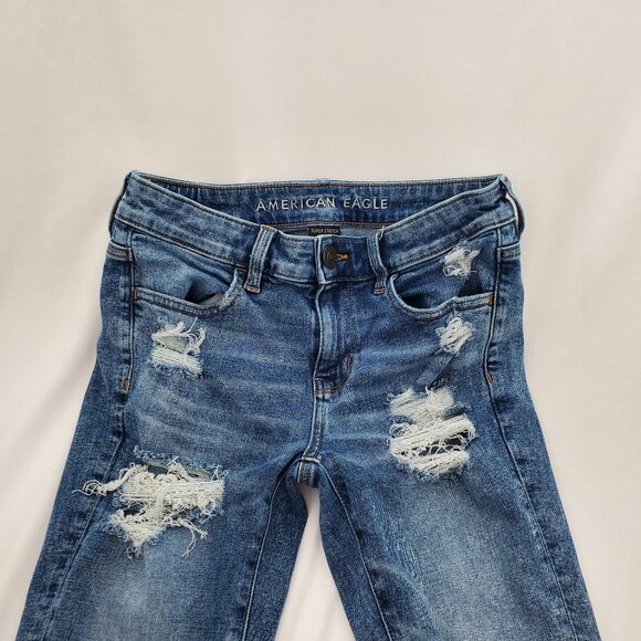 American Eagle Super Stretch distressed Jeggings - Size 4 - Picture 1 of 7